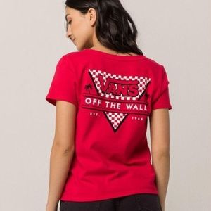 Women’s Red Tri Check Baby Tee